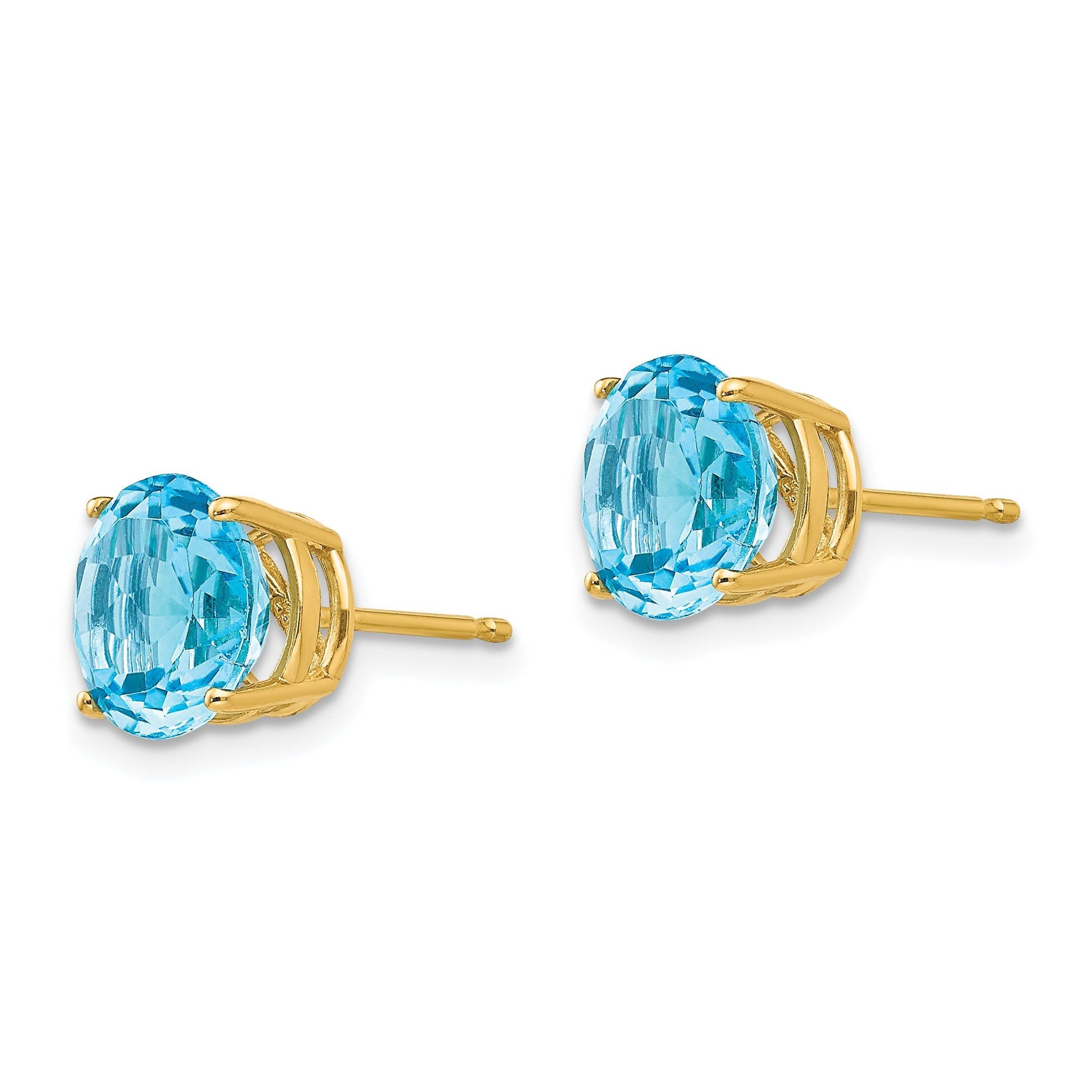 14k 8mm Blue Topaz Post Earrings Secondary image