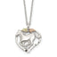 Sterling Silver 12K Gold Horse Heart Necklace with Rhodium Finish