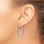 10k White Gold 2mm Square Tube Hoop Earrings