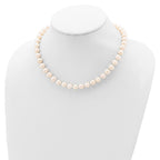 Sterling Silver Rhodium-plated 8-9mm White Near-Round Freshwater Cultured Pearl 16 inch Necklace
