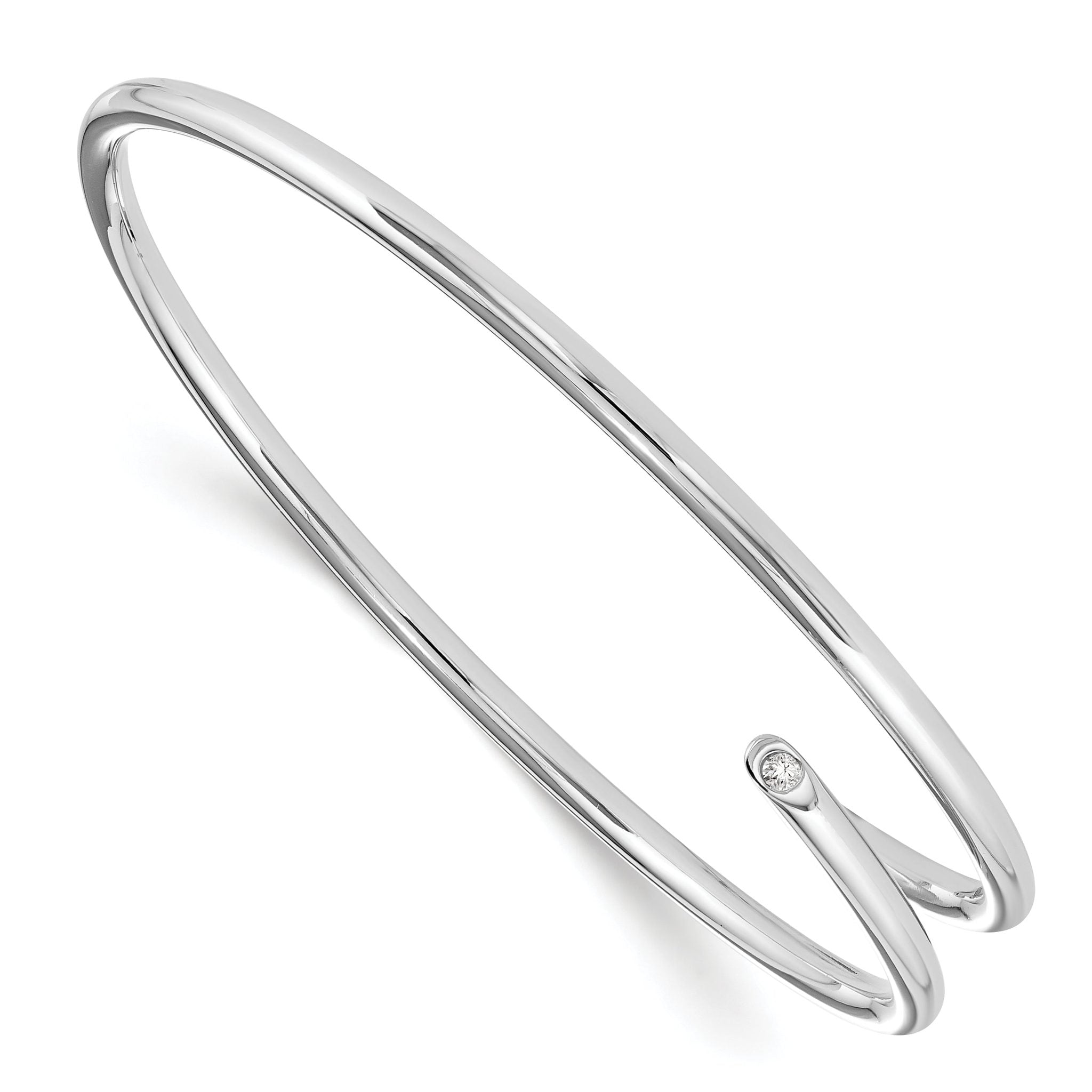 White Ice 925 Sterling Silver Diamond Bangle with Polished Rhodium Finish Secondary image
