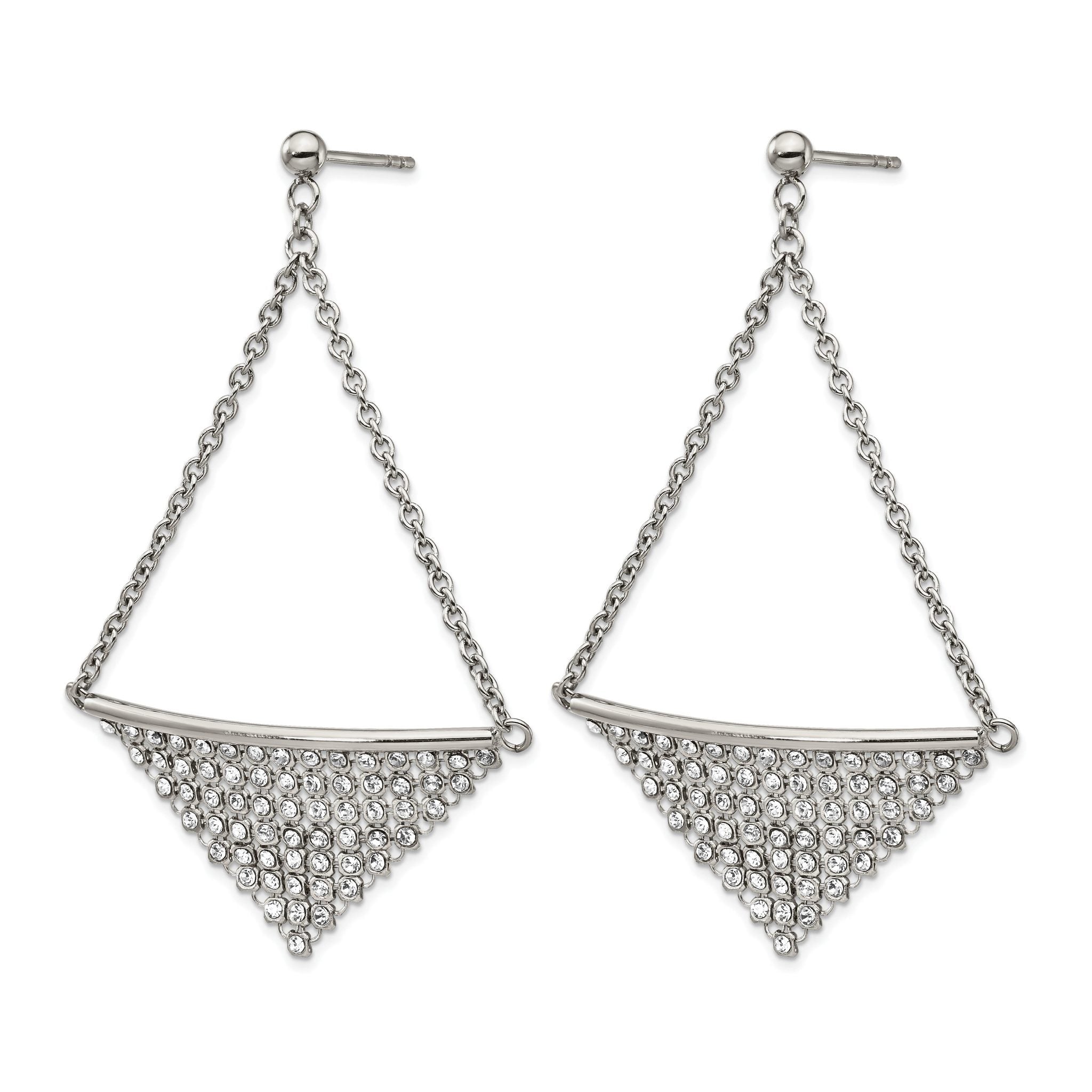 Stainless Steel Polished Crystal Drop Dangle Earrings for Women Secondary image