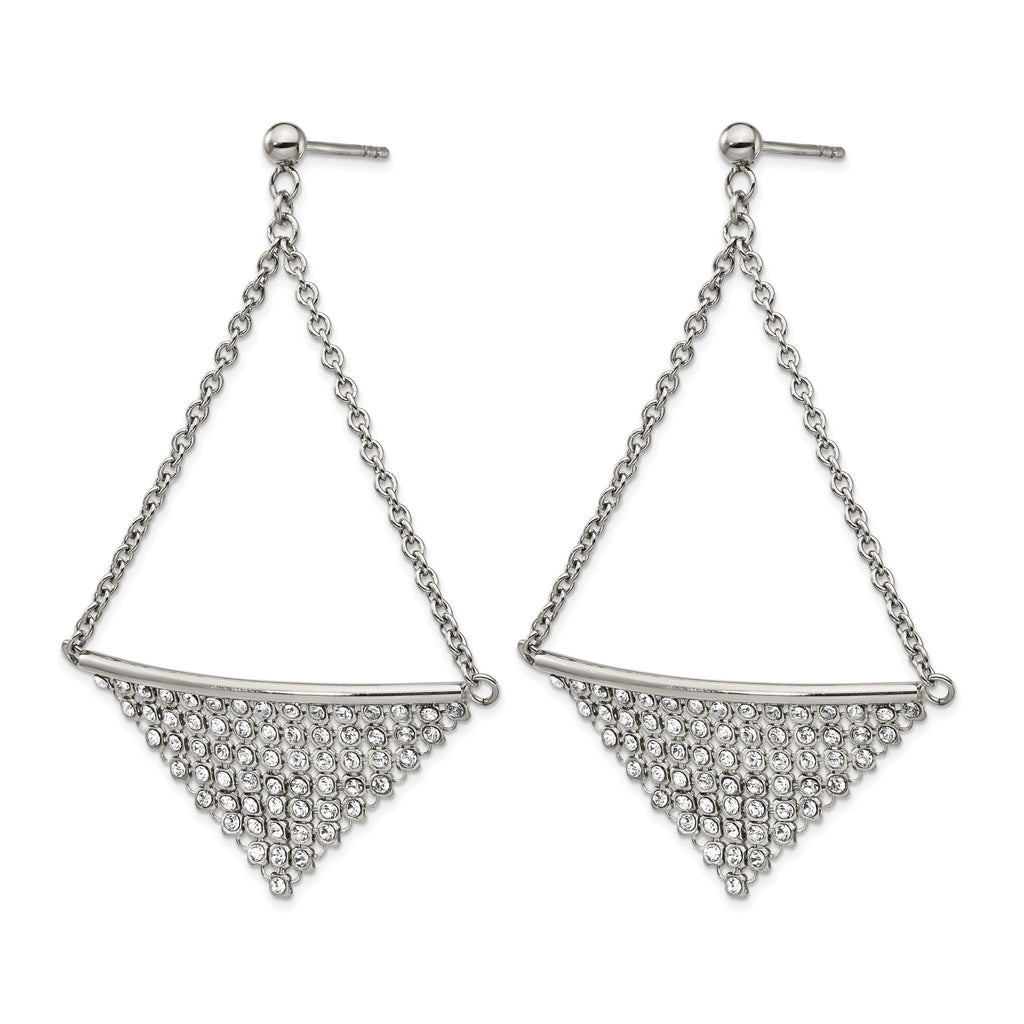 Stainless Steel Polished Crystal Drop Dangle Earrings for Women