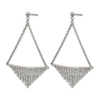 Stainless Steel Polished Crystal Drop Dangle Earrings for Women