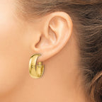 10K Polished Omega Back Hoop Earrings