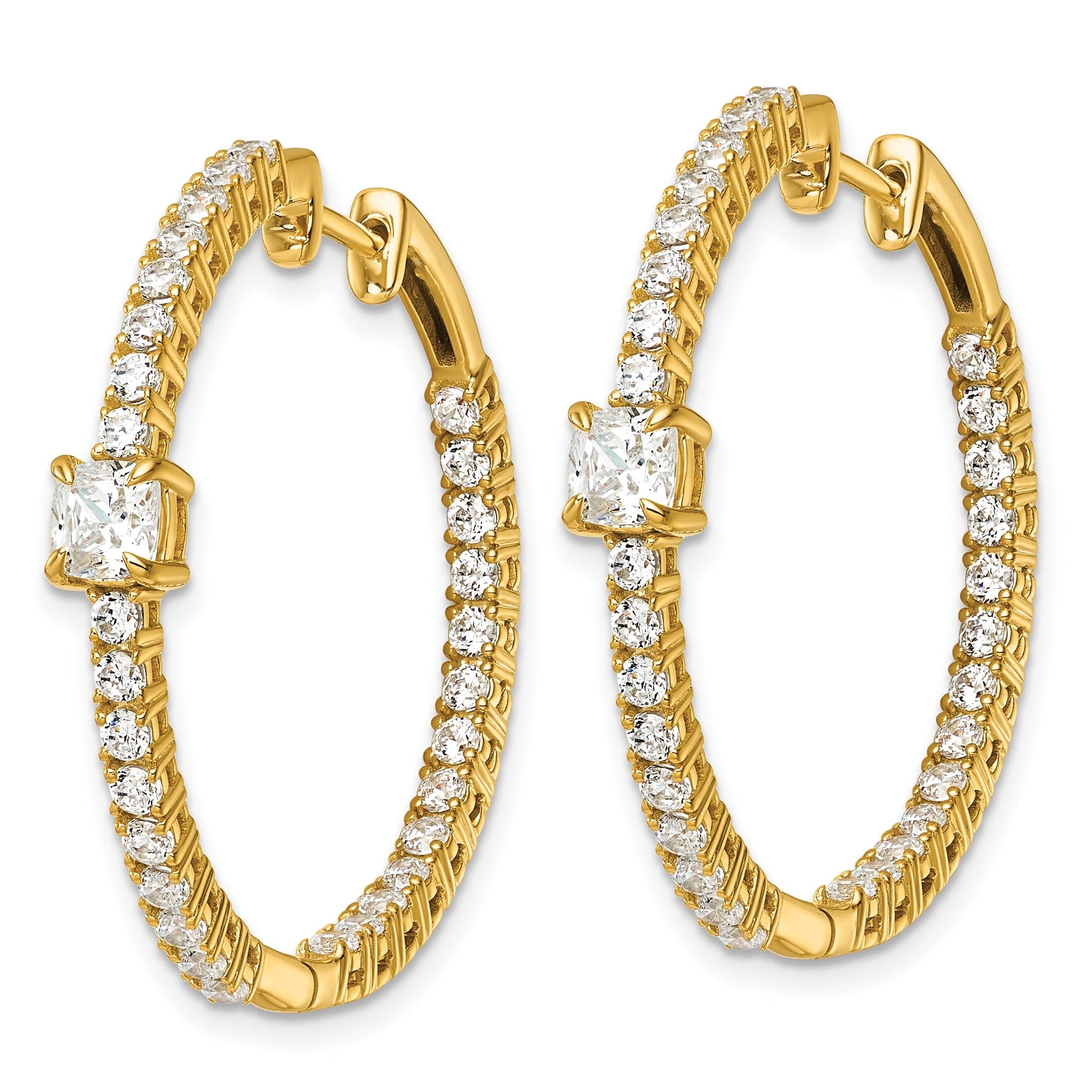 14k 3 1/8 carat Lab Grown Diamond VS+ F+ Complete Hinged In and Out Hoop Earrings