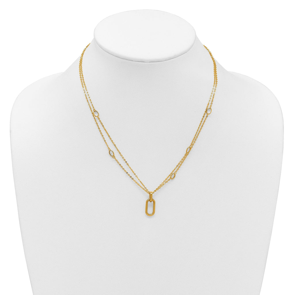 14K Polished Fancy Two-Strand Link Necklace