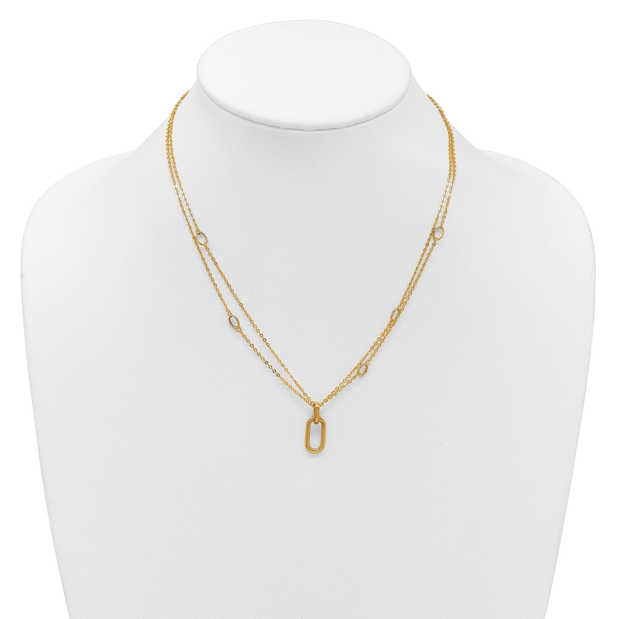 14K Polished Fancy Two-Strand Link Necklace