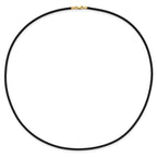 14k Yellow Clasp 2mm 16 inch Black Rubber Cord Necklace
