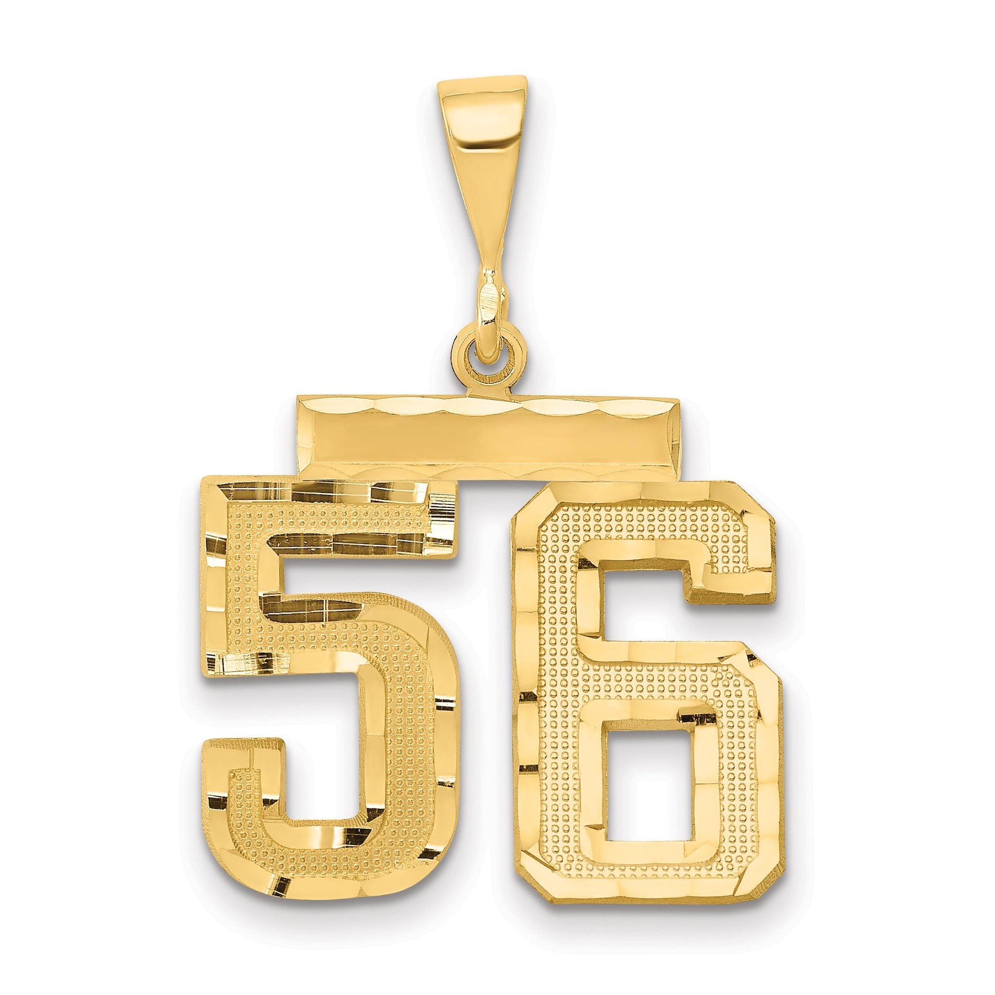 14K Gold Diamond-Cut Number 56 Charm with Polished Finish