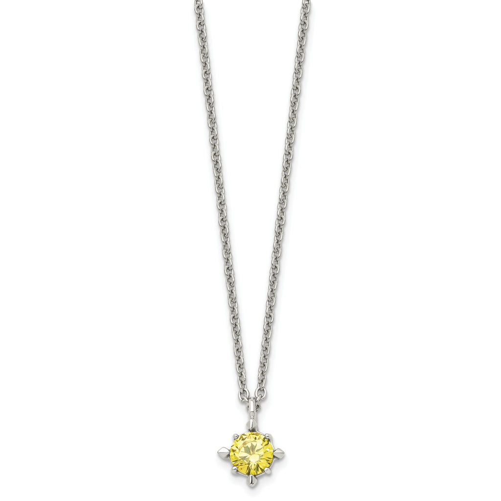 Sophia Jewelers Stainless Steel Yellow CZ Polished Necklace 18 Elegant Women's Accessory