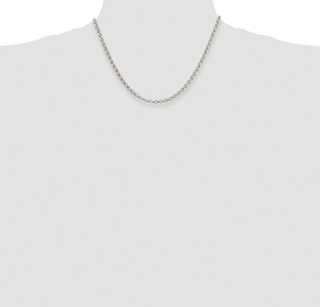 Sterling Silver Rhodium-plated 4mm Rolo Chain