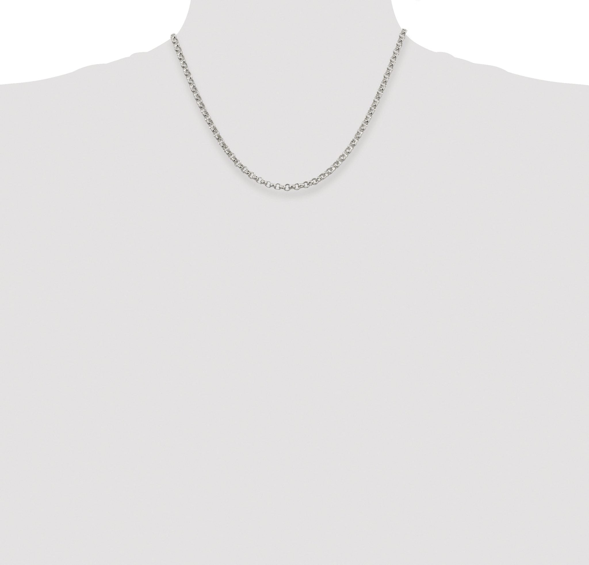 Sterling Silver Rhodium-plated 4mm Rolo Chain