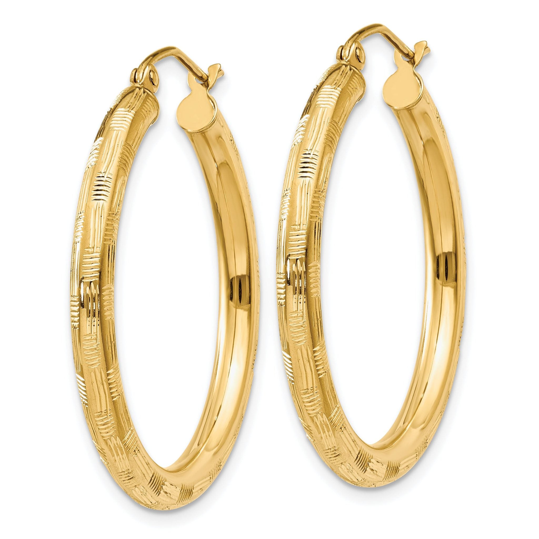 14k Diamond-cut Hoop Earrings Secondary image