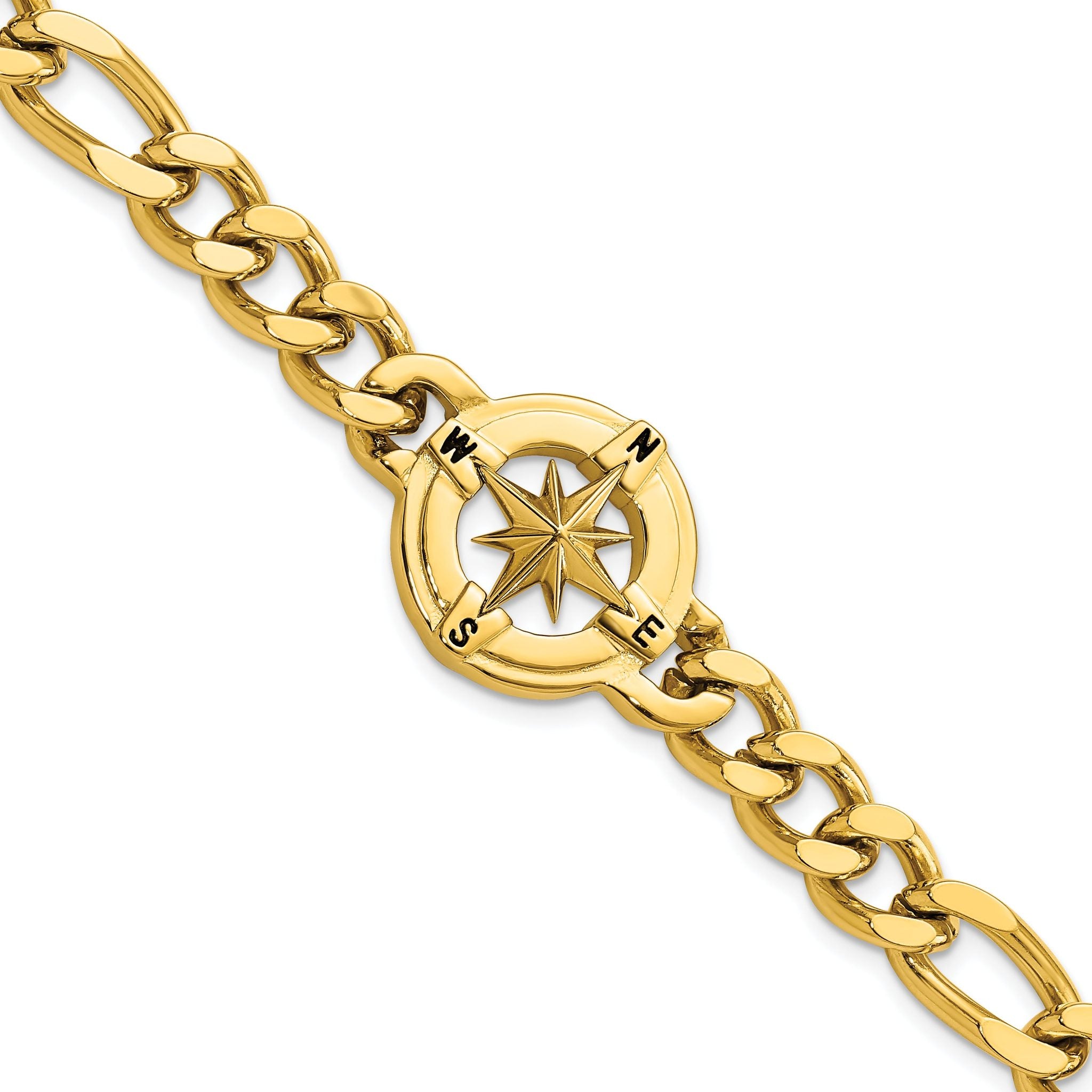 Stainless Steel Polished Yellow IP-plated Compass Bracelet for Men Main image