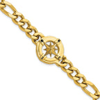 Stainless Steel Polished Yellow IP-plated Compass Bracelet for Men