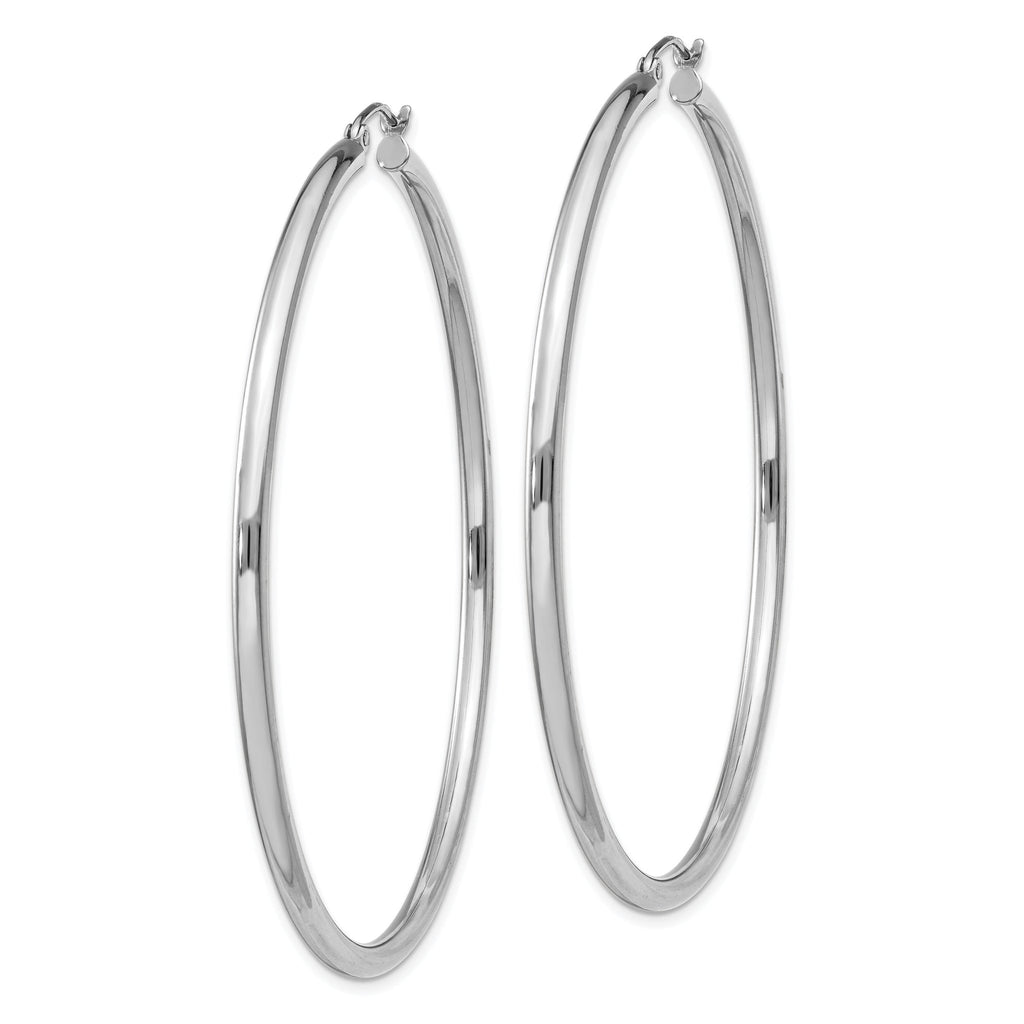 Sterling Silver Rhodium-plated 2.5mm Round Hoop Earrings