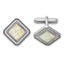 Rhodium-Plated Sterling Silver CZ & Mother of Pearl Cuff Links