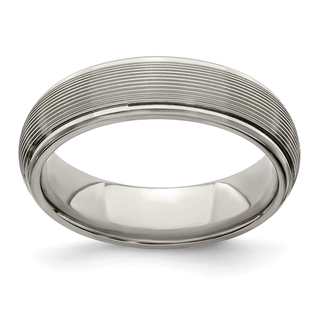 Sophia Jewelers Titanium Polished 6mm Grooved Domed Wedding Band Engravable