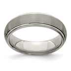 Sophia Jewelers Titanium Polished 6mm Grooved Domed Wedding Band Engravable