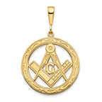 10K Gold Masonic Pendant with Polished & Textured Finish  Elegant Symbol of Tradition