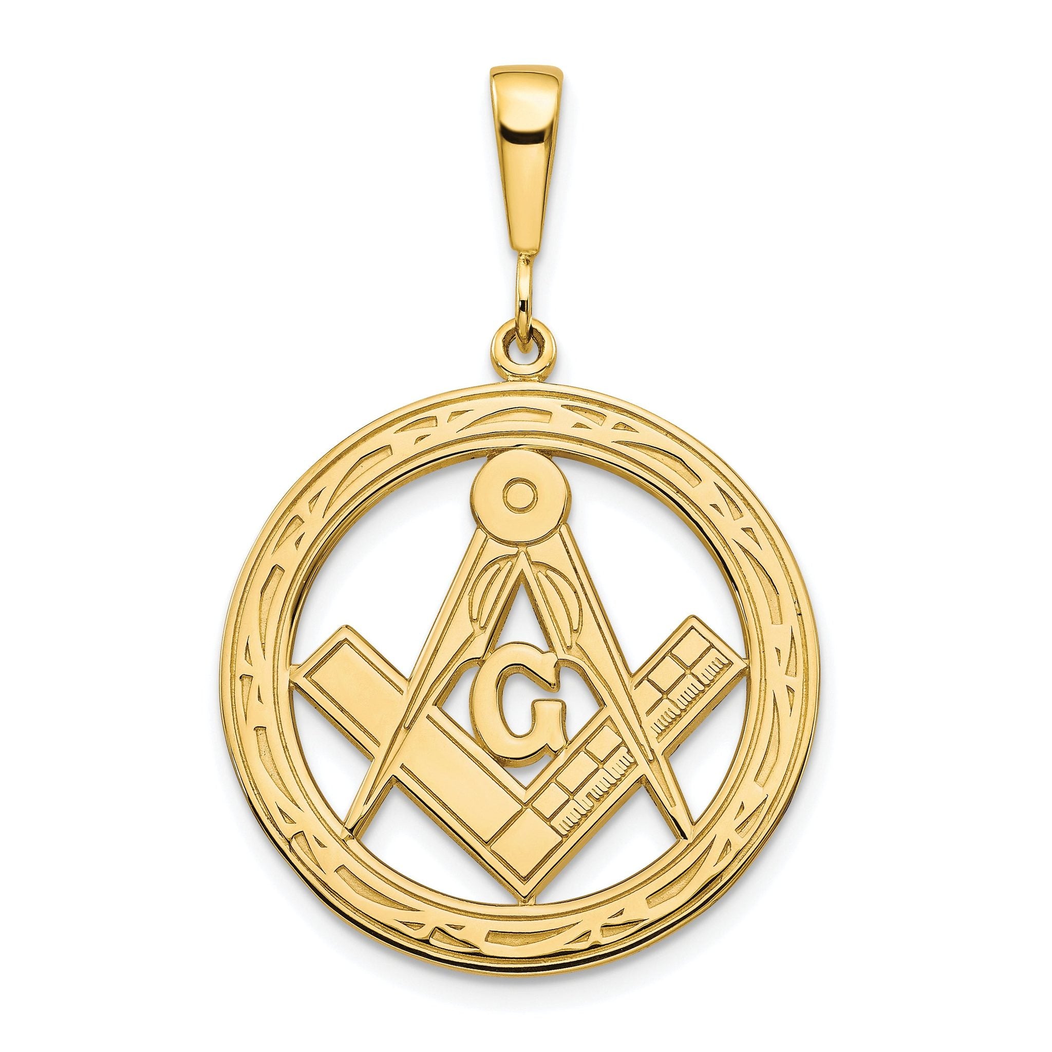 10K Gold Masonic Pendant with Polished & Textured Finish  Elegant Symbol of Tradition