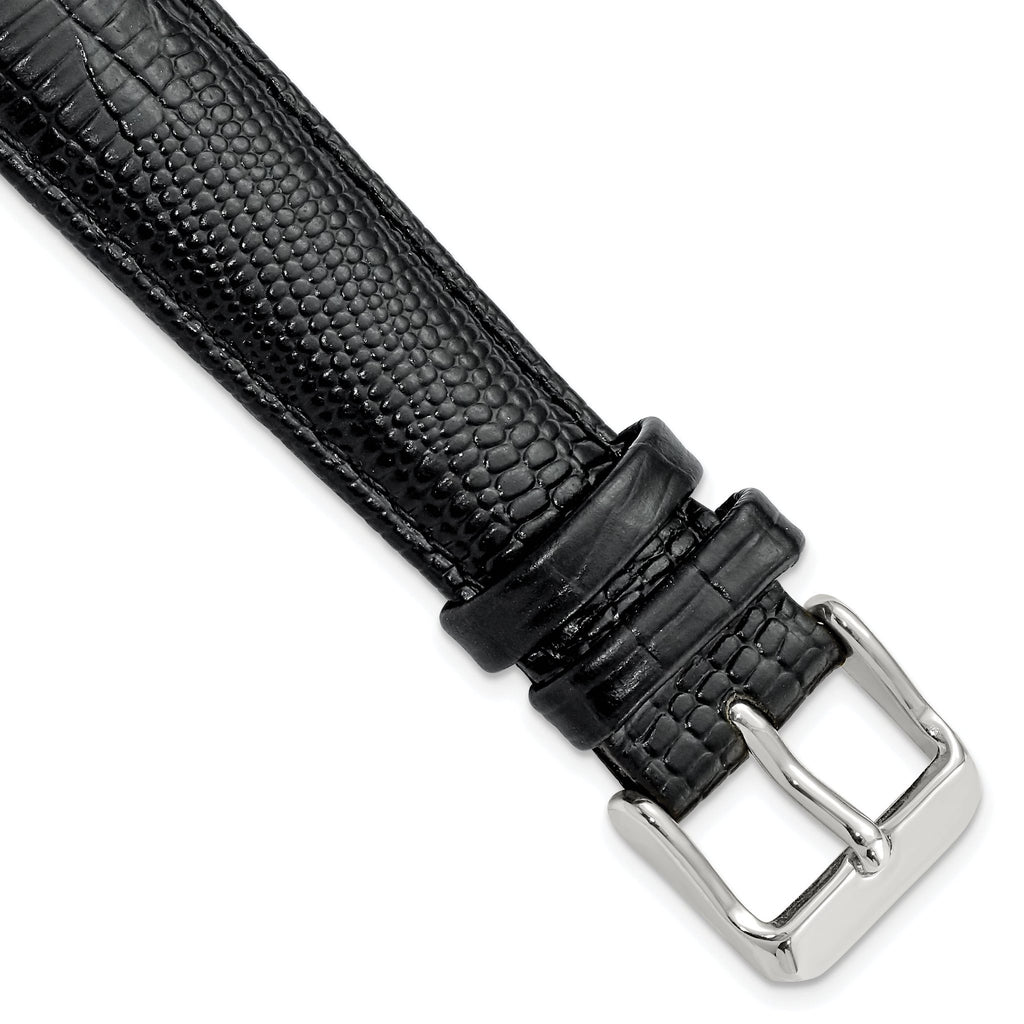 Teju Lizard Grain Leather Watch Band in Black, 16mm