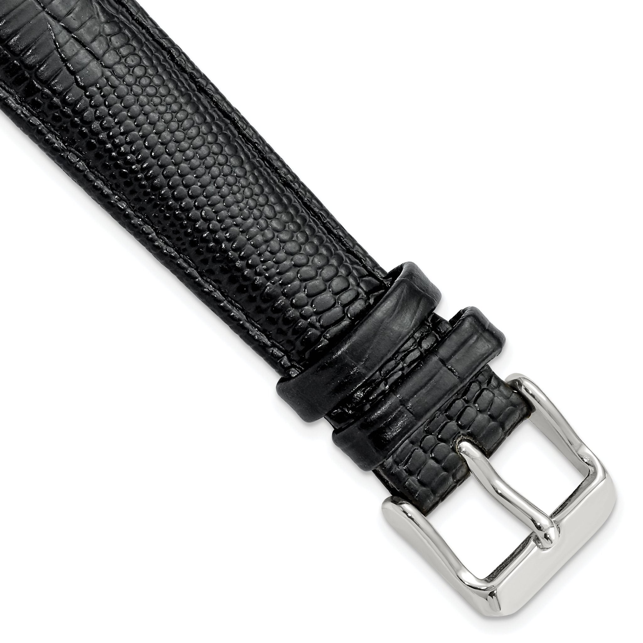 Teju Lizard Grain Leather Watch Band in Black, 16mm