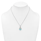 Sterling Silver Rhodium-plated Polished and Beaded Larimar Sailboat 16 Inch with 2 Inch Extension Necklace