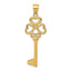 14K Gold Polished 3D Hearts Key Charm Elegant Gift-Ready Pendant