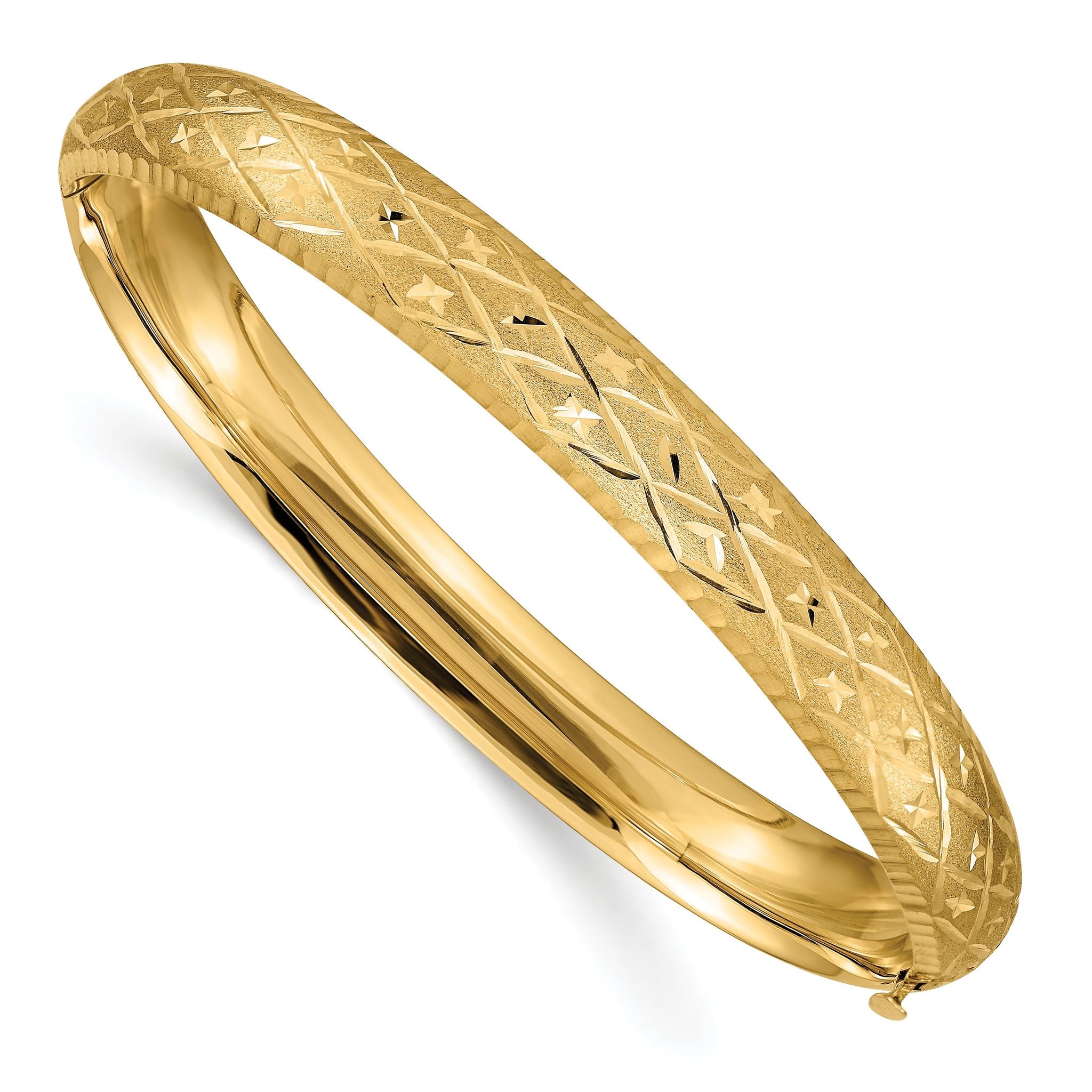 14k 5/16 Diamond-cut Fancy Hinged Bangle Bracelet Main image