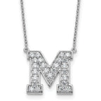14k White Gold 5/8 carat Lab Grown Diamond VS+ F+ Complete Letter M 18 inch Initial Necklace