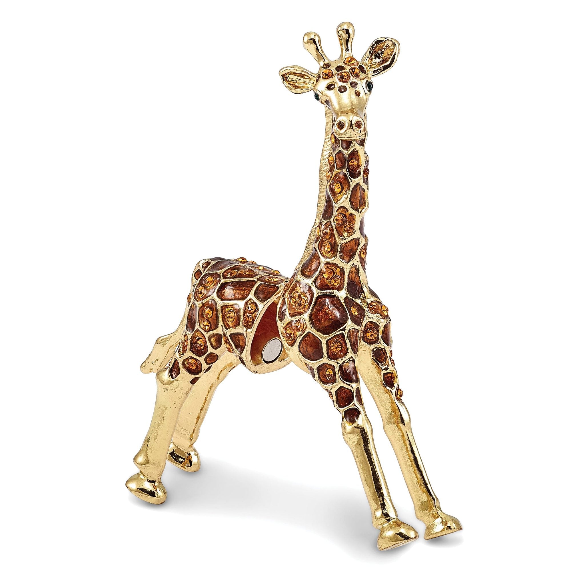 Luxury Giftware Pewter Bejeweled Crystals Gold-tone Enameled GRACIE Gentle Giraffe Trinket Box with Matching 18 Inch Necklace Secondary image