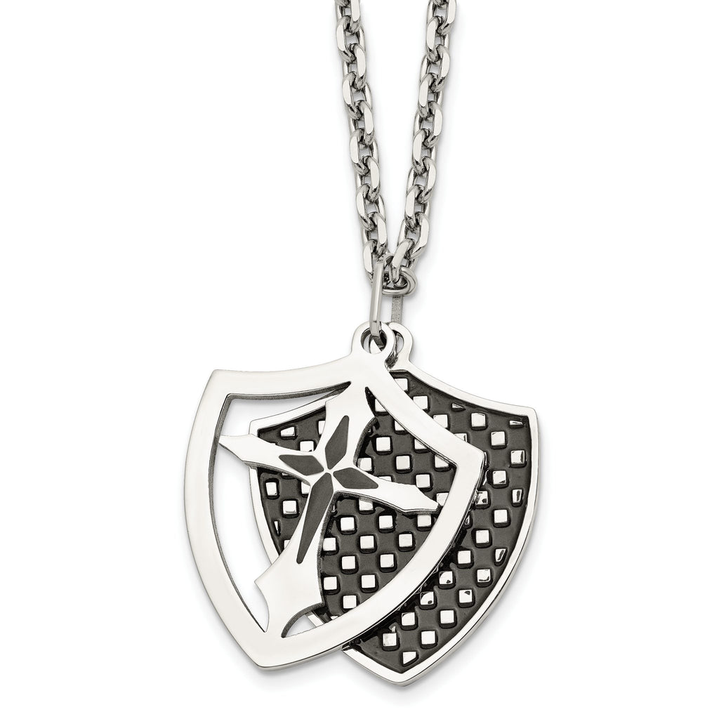 Moveable Shield Pendant Necklace in Stainless Steel