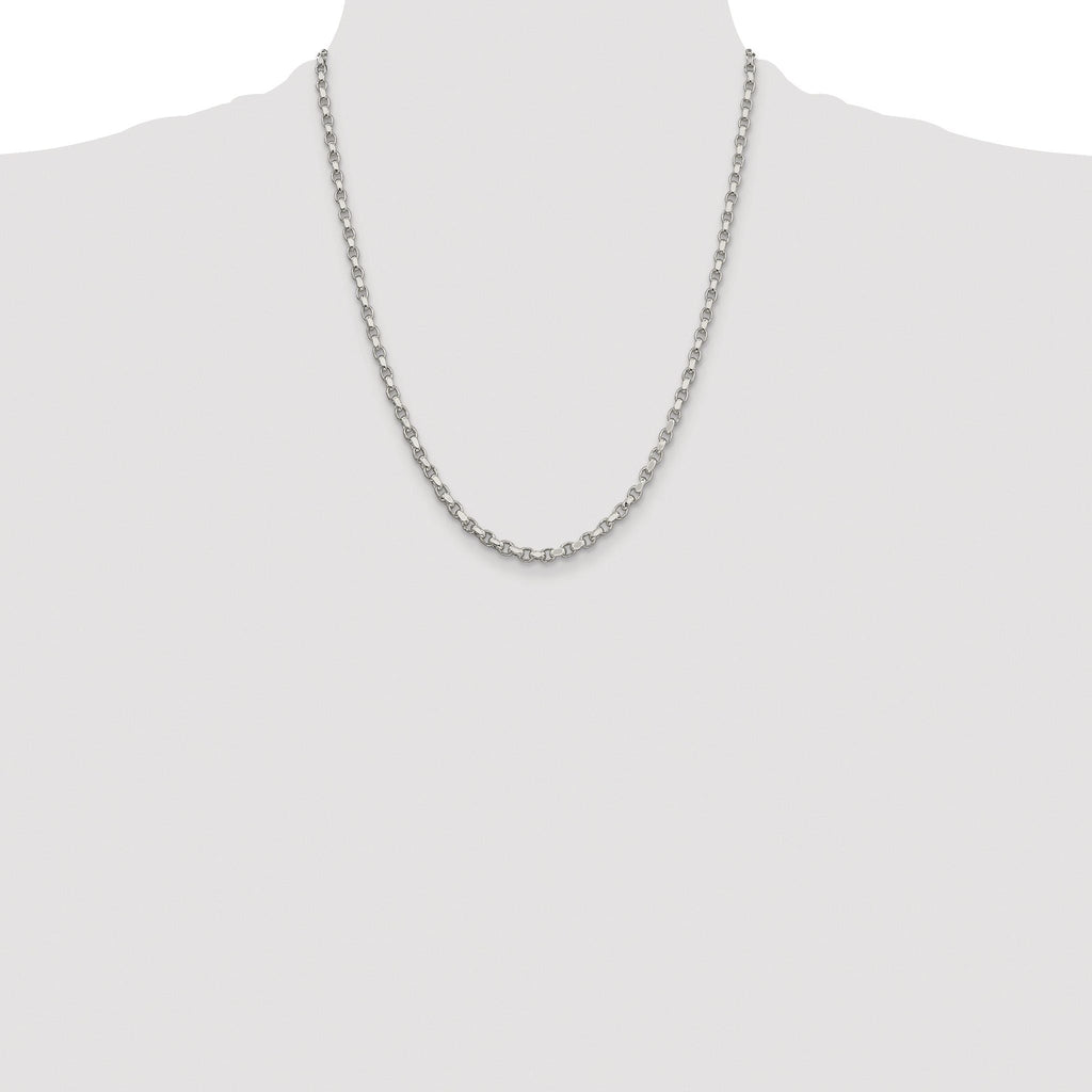 Sterling Silver Rhodium-plated 3.5mm Diamond-cut Rolo Chain