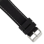 Textured Silicone Watch Band in Black with Silver-Tone Buckle, 20mm