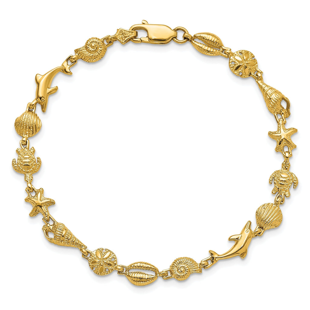 14k Seashell Theme Bracelet