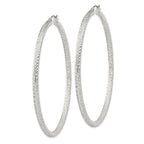 Sterling Silver D/C 3x65mm Hoop Earrings
