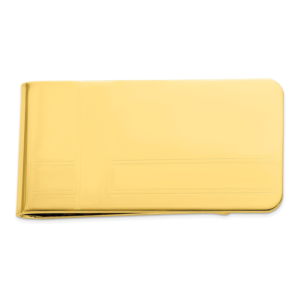 Gold-plated Kelly Waters Criss Cross Pattern Engraveable Money Clip
