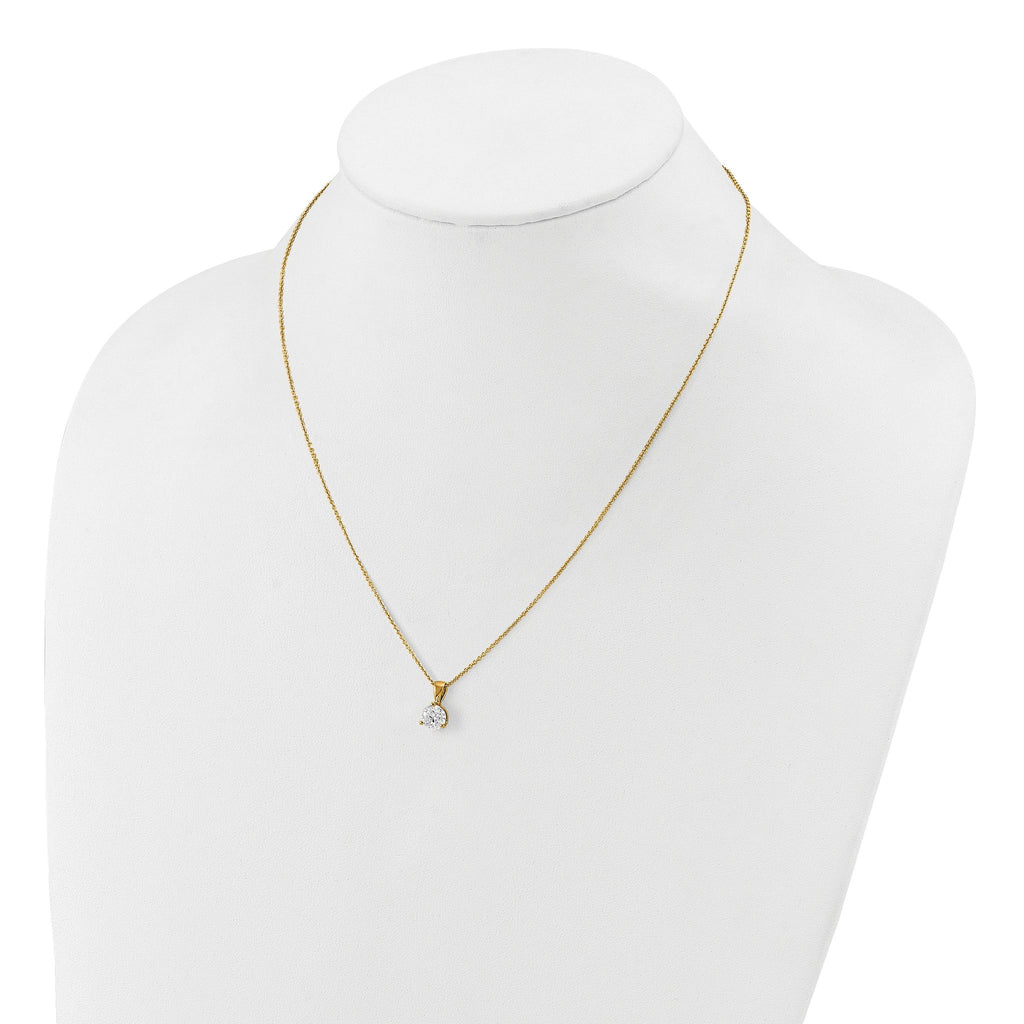 14k 1 carat Lab Grown Diamond VS/SI+ G+ Three Prong 18 inch Solitare Pendant Necklace