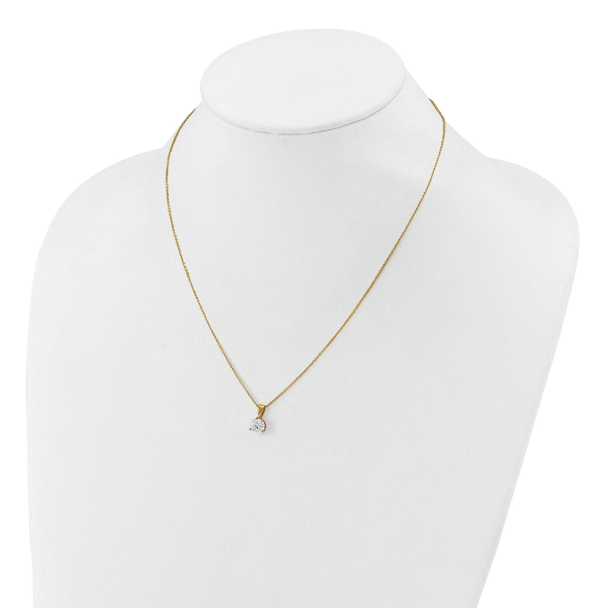 14k 1 carat Lab Grown Diamond VS/SI+ G+ Three Prong 18 inch Solitare Pendant Necklace