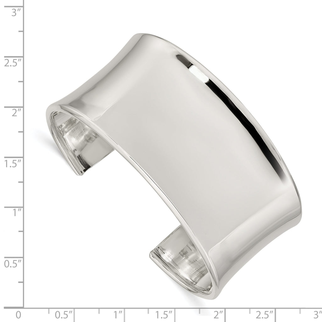 Sterling Silver 925 Polished Cuff Bracelet with Engravable Feature