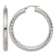 Stainless Steel Polished Textured Hoop Earrings for Women