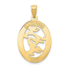 14K Gold Chinese Happiness Symbol Pendant in Polished Oval Frame