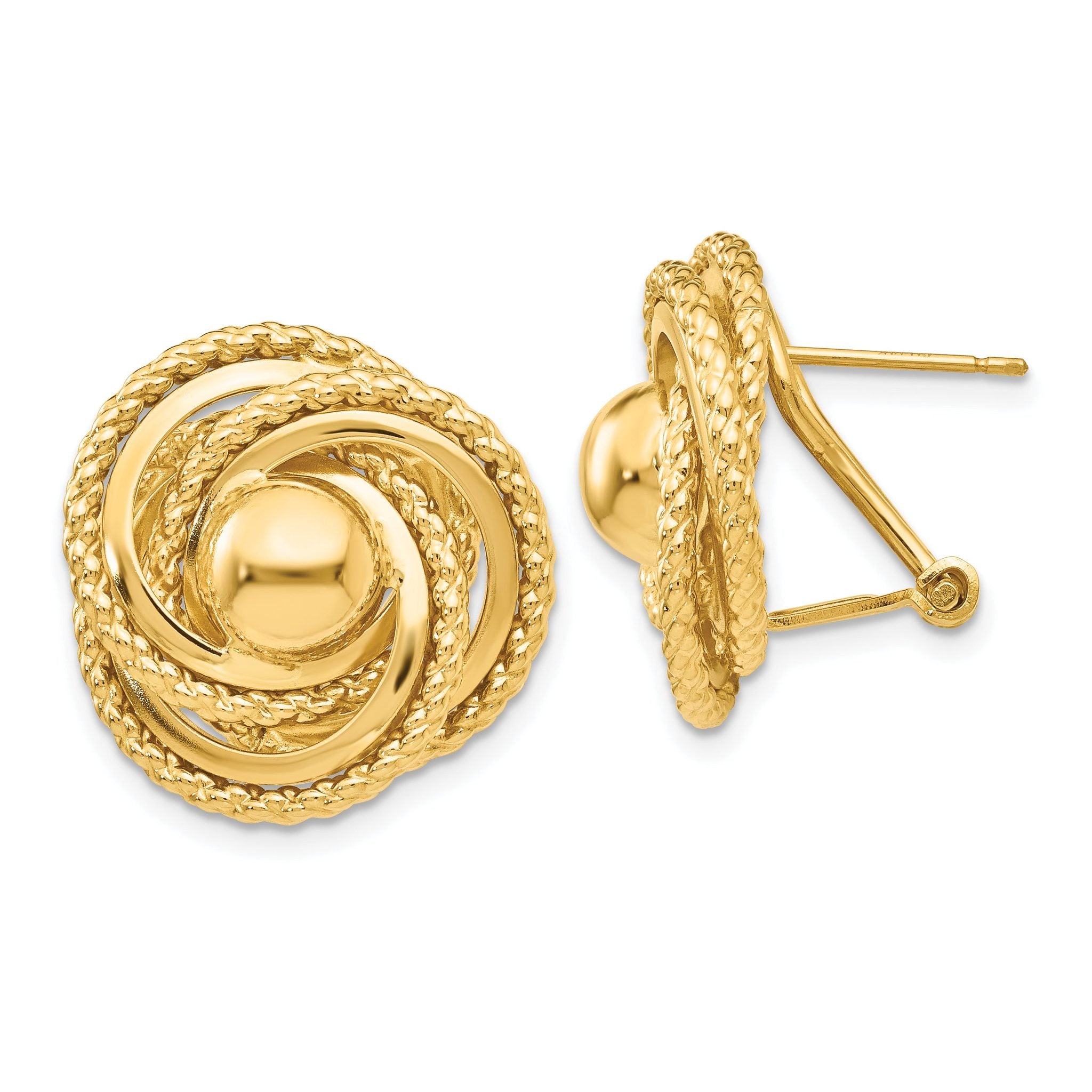 14k Polished & Twisted Fancy Omega Back Post Earrings Main image