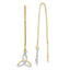 14k w/Rhodium D/C Box Chain Celtic Knot Threader Earrings