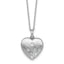 Sterling Silver Rhodium-plated Brushed CZ Heart 17.5 inch Necklace