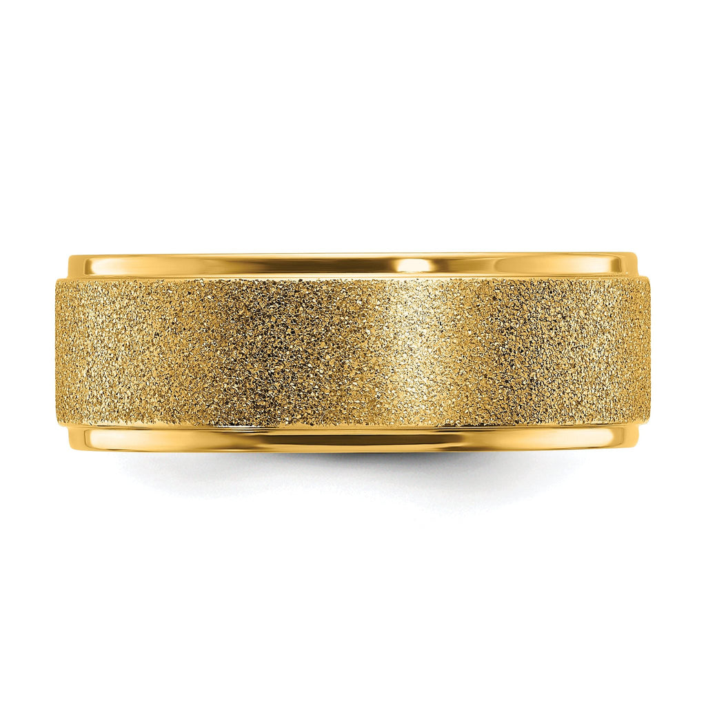 Laser-Cut Wedding Band in Titanium with Gold-Tone IP Center, 8mm