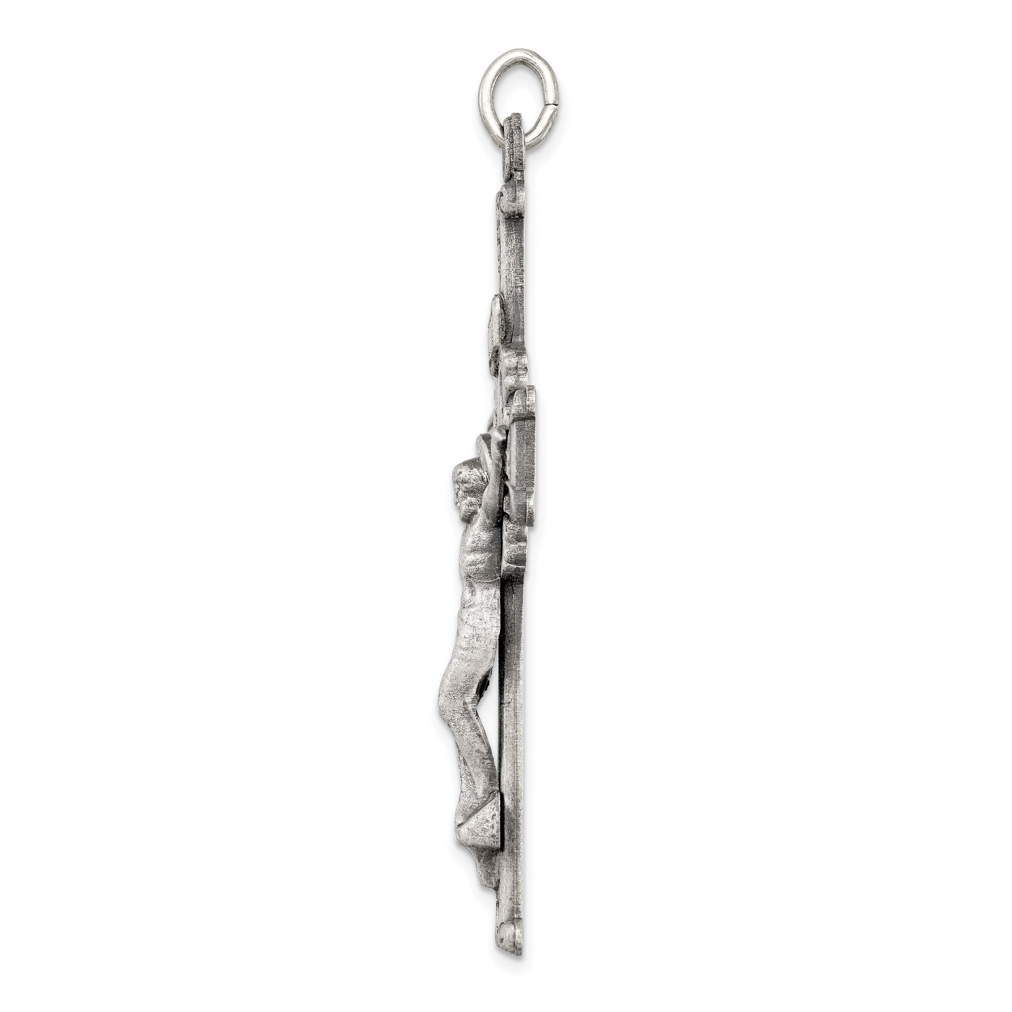 Sterling Silver 925 INRI Crucifix Pendant with Antiqued Polished Finish Secondary image