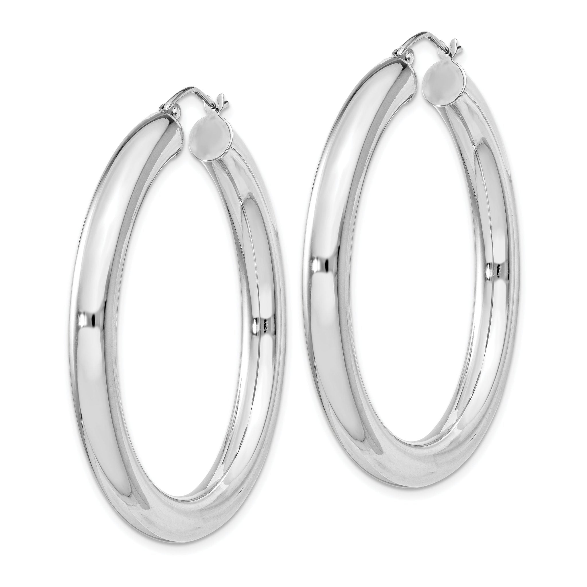Sterling Silver Rhodium-plated 5mm Round Hoop Earrings Secondary image
